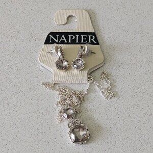 NWT Napier Rhinestone Earrings and Matching Necklace